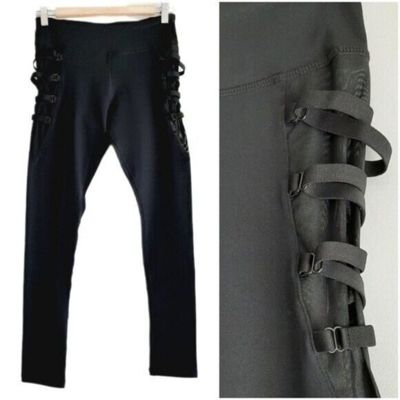 New - MOTION by COALITION Black Mesh-Side Leggings Sz S - Picture 3 of 16